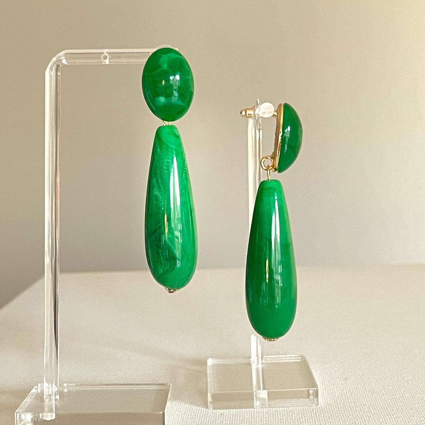 Green Teardrop Earrings