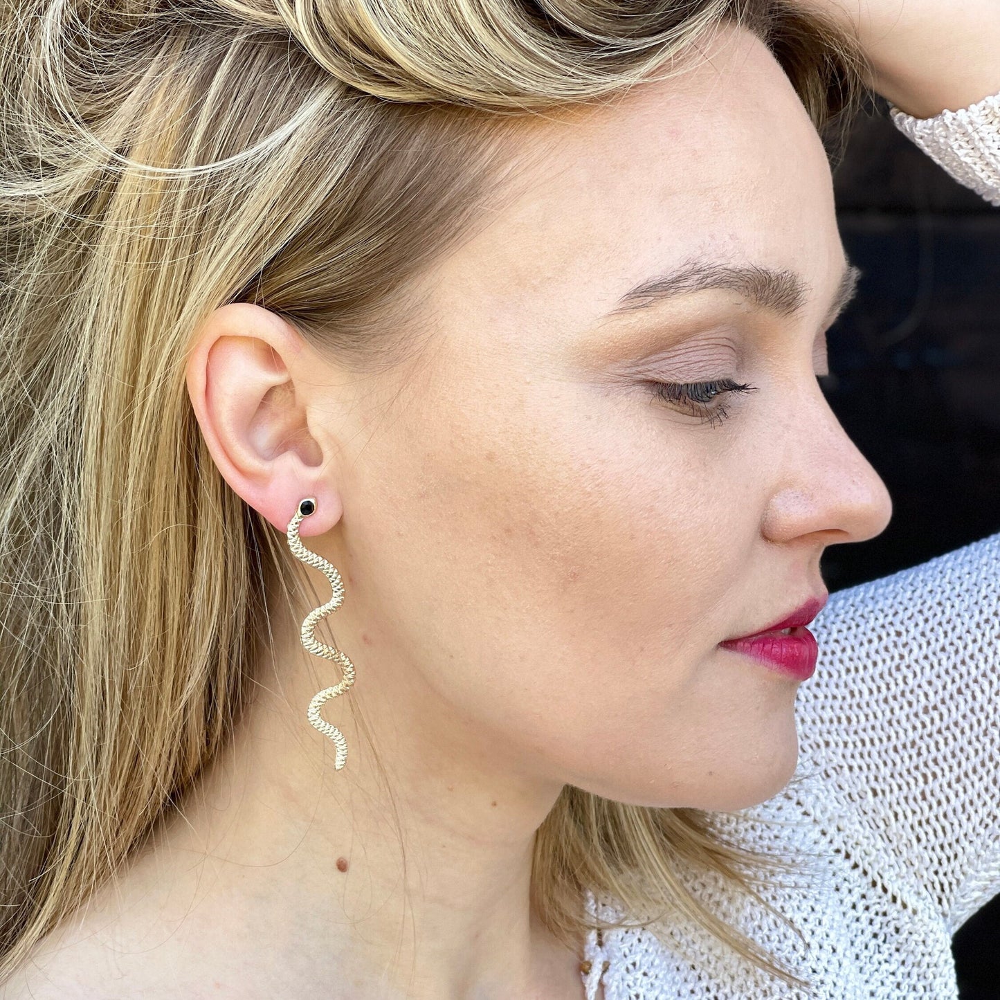 gold snake earrings