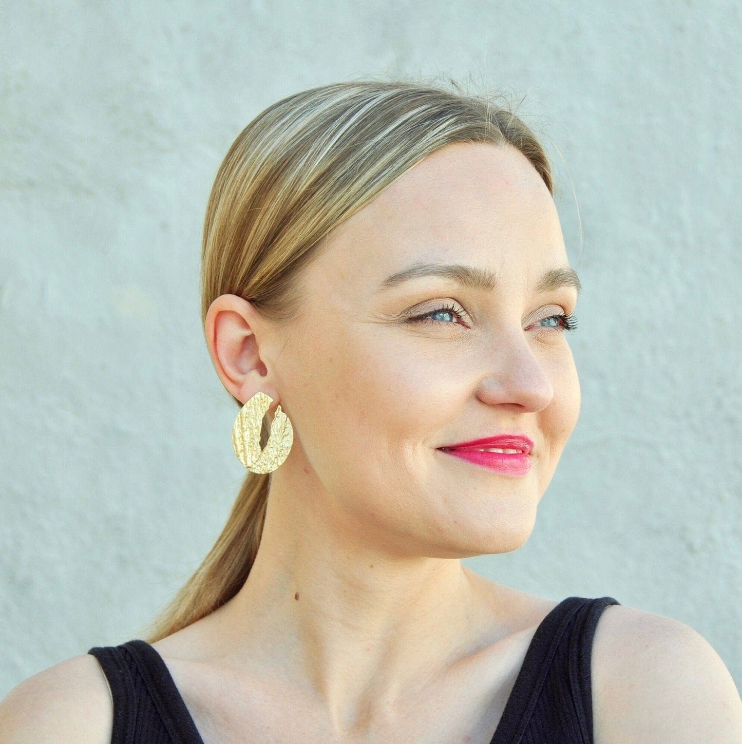 Hammered Gold Geometric Earrings