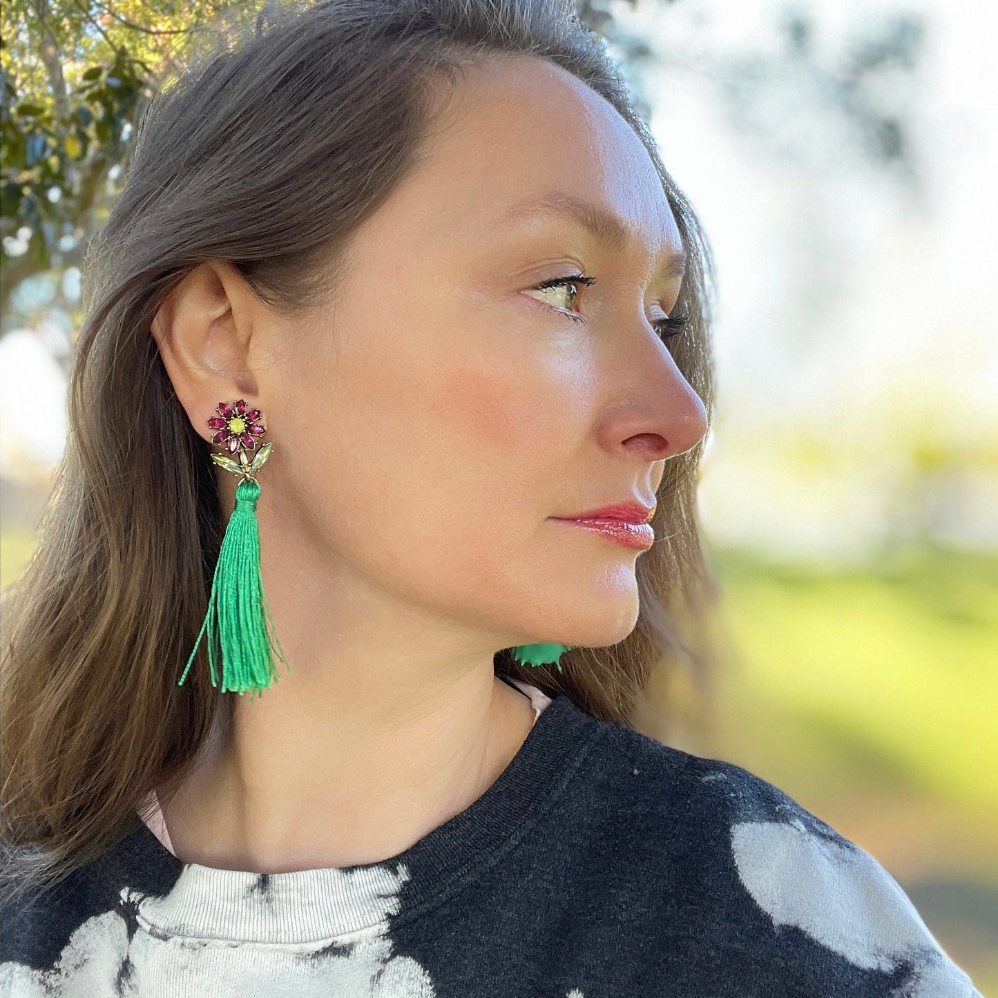 Flower Tassel Earrings