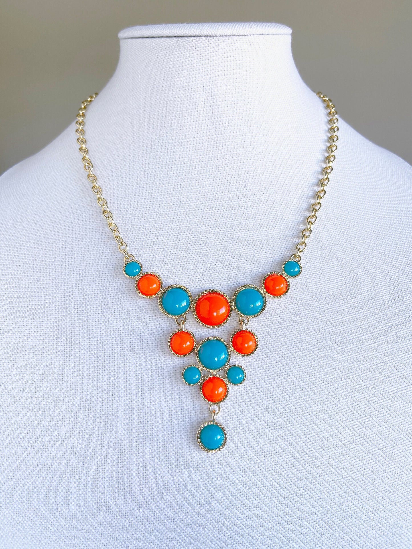 Blue & Orange Statement Necklace