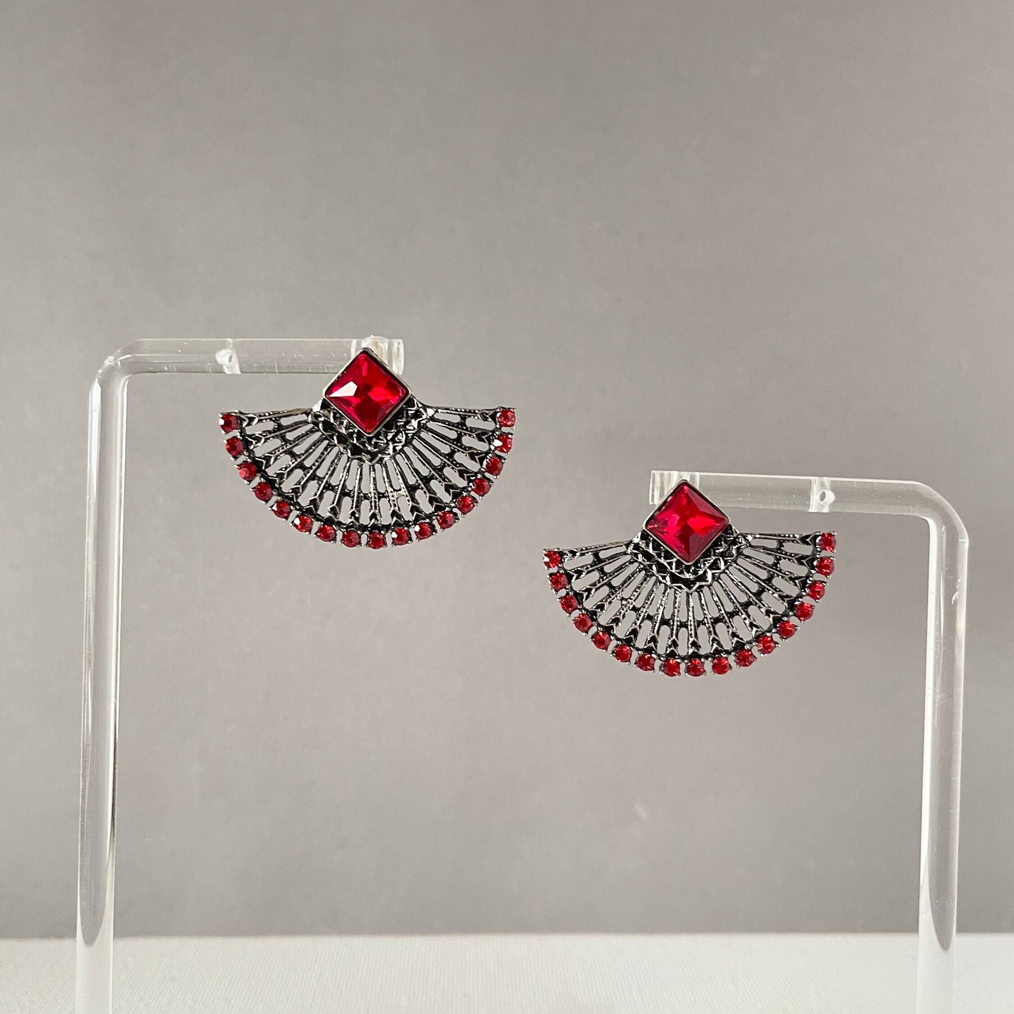 Crystal Gem Fan Earrings