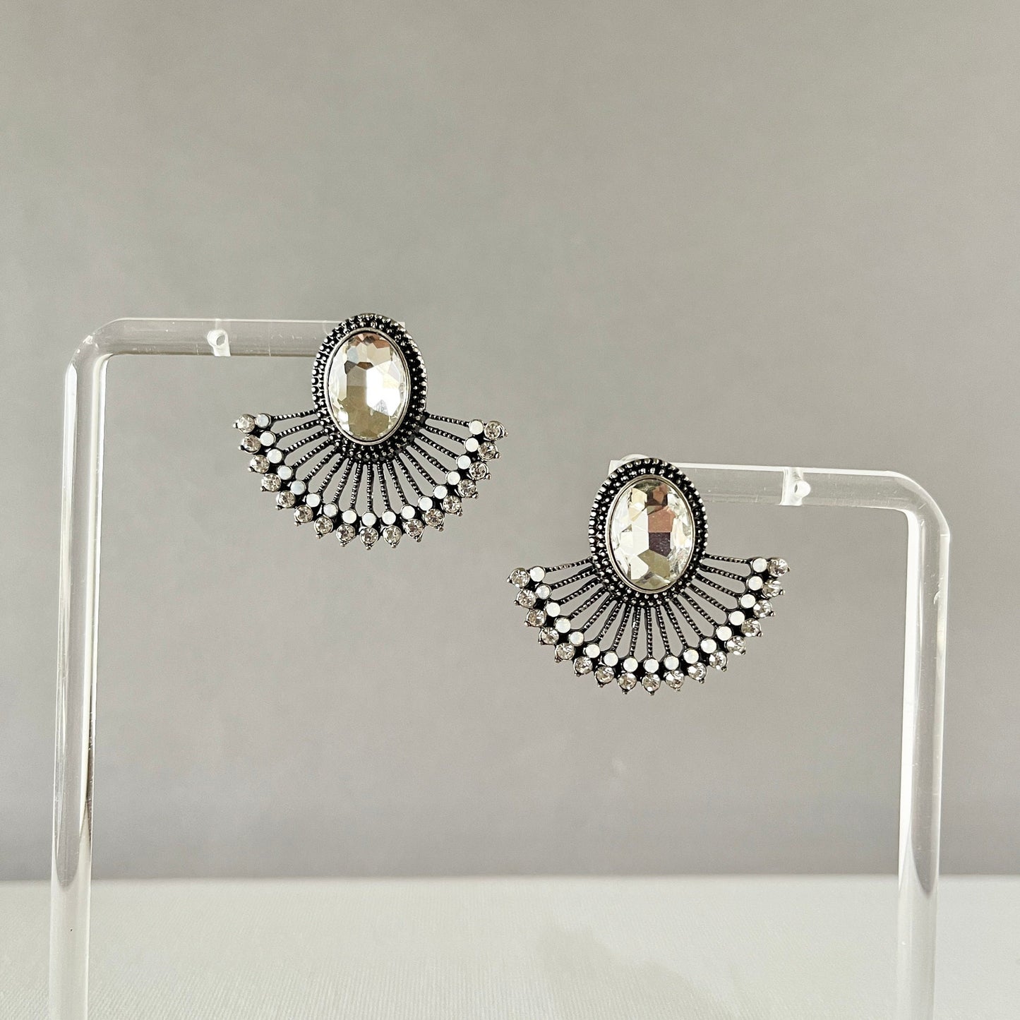 Clear Crystal Silver Earrings