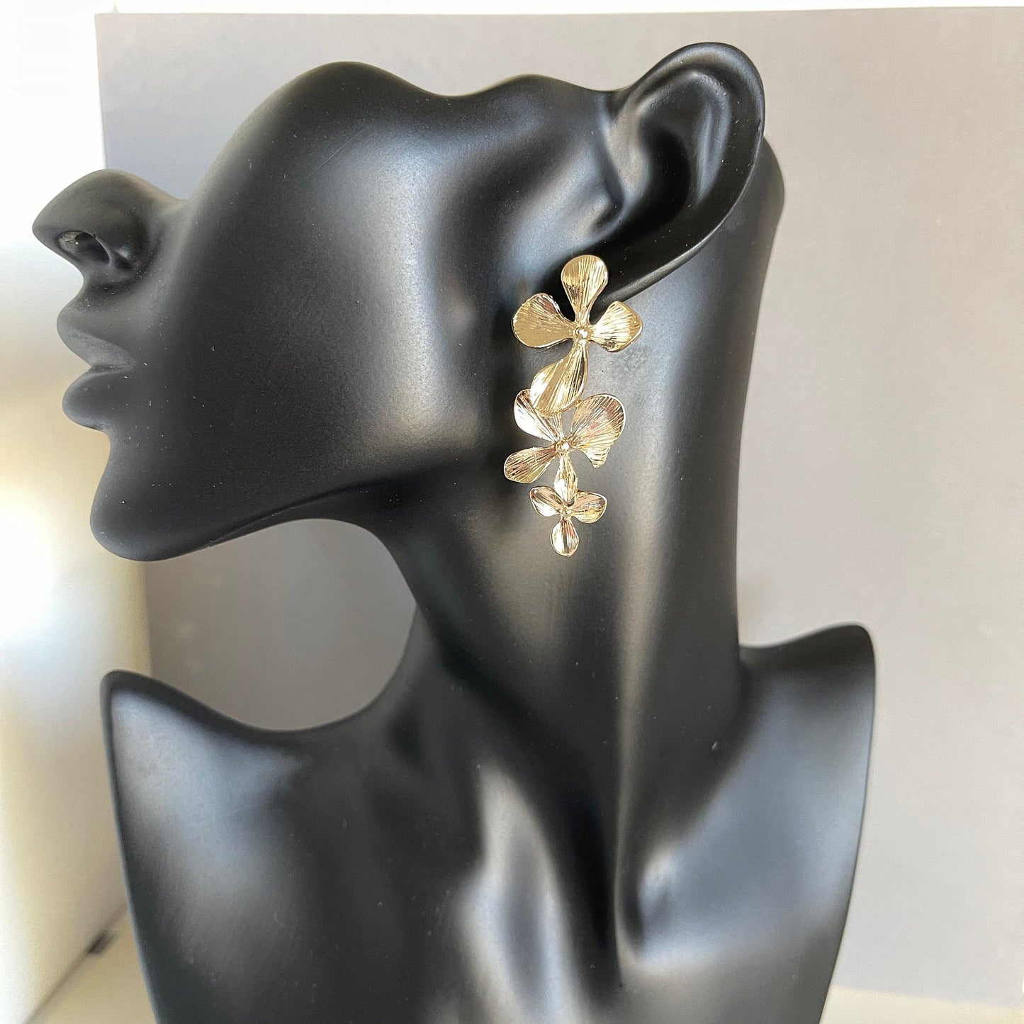 Triple Flower Drop Earrings