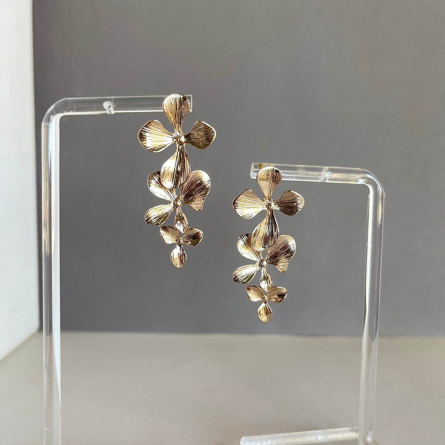 Triple Flower Drop Earrings