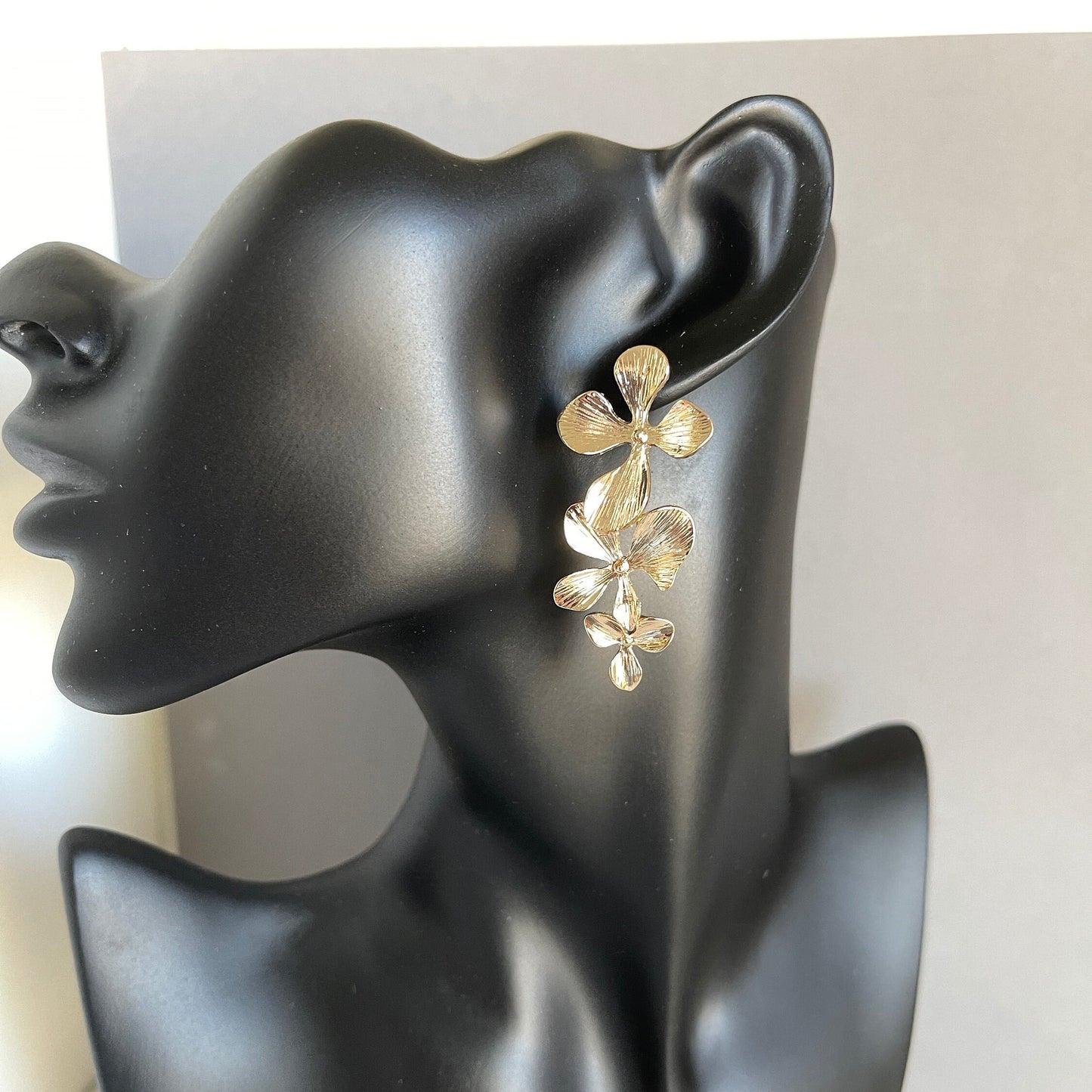 Triple Flower Drop Earrings