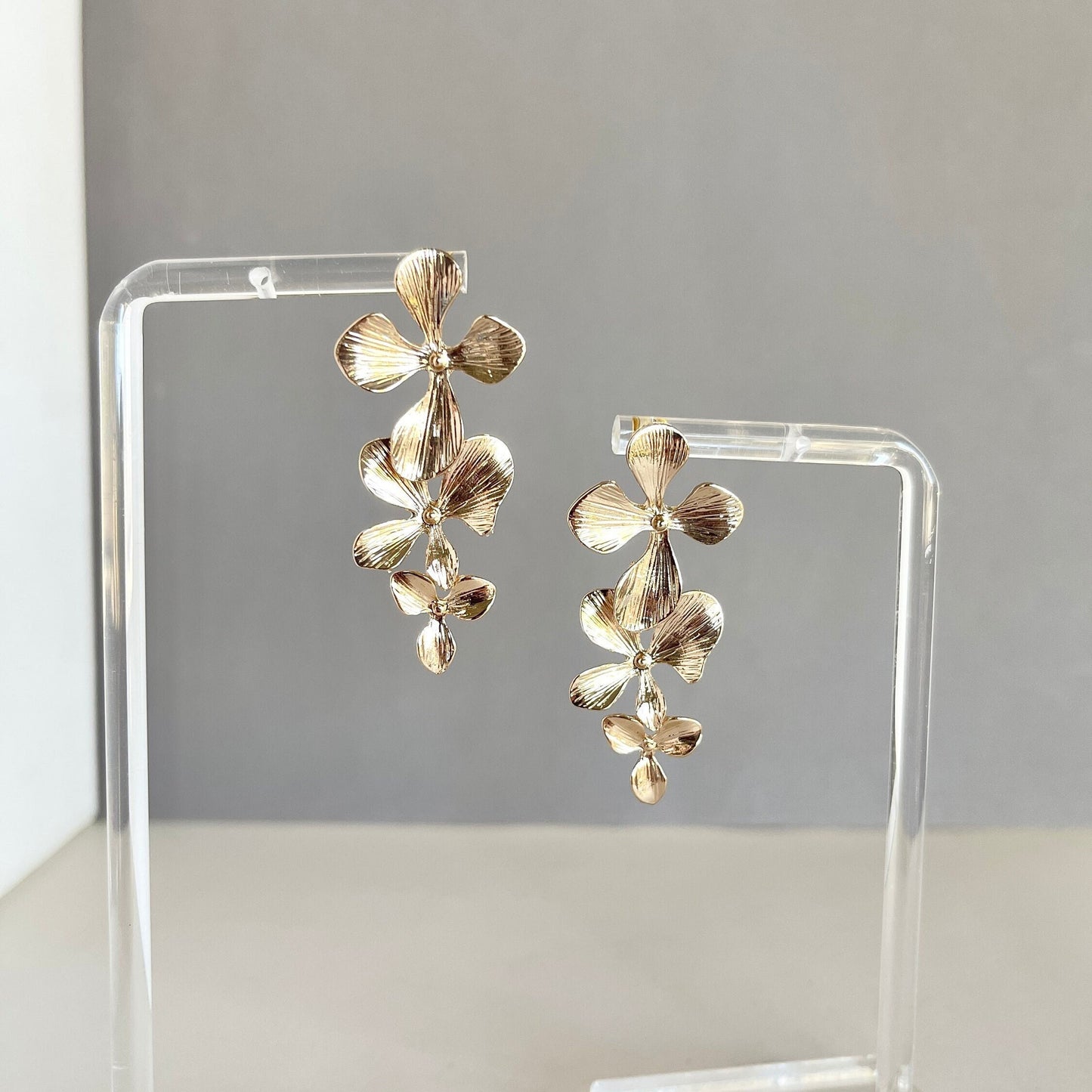 Triple Flower Drop Earrings