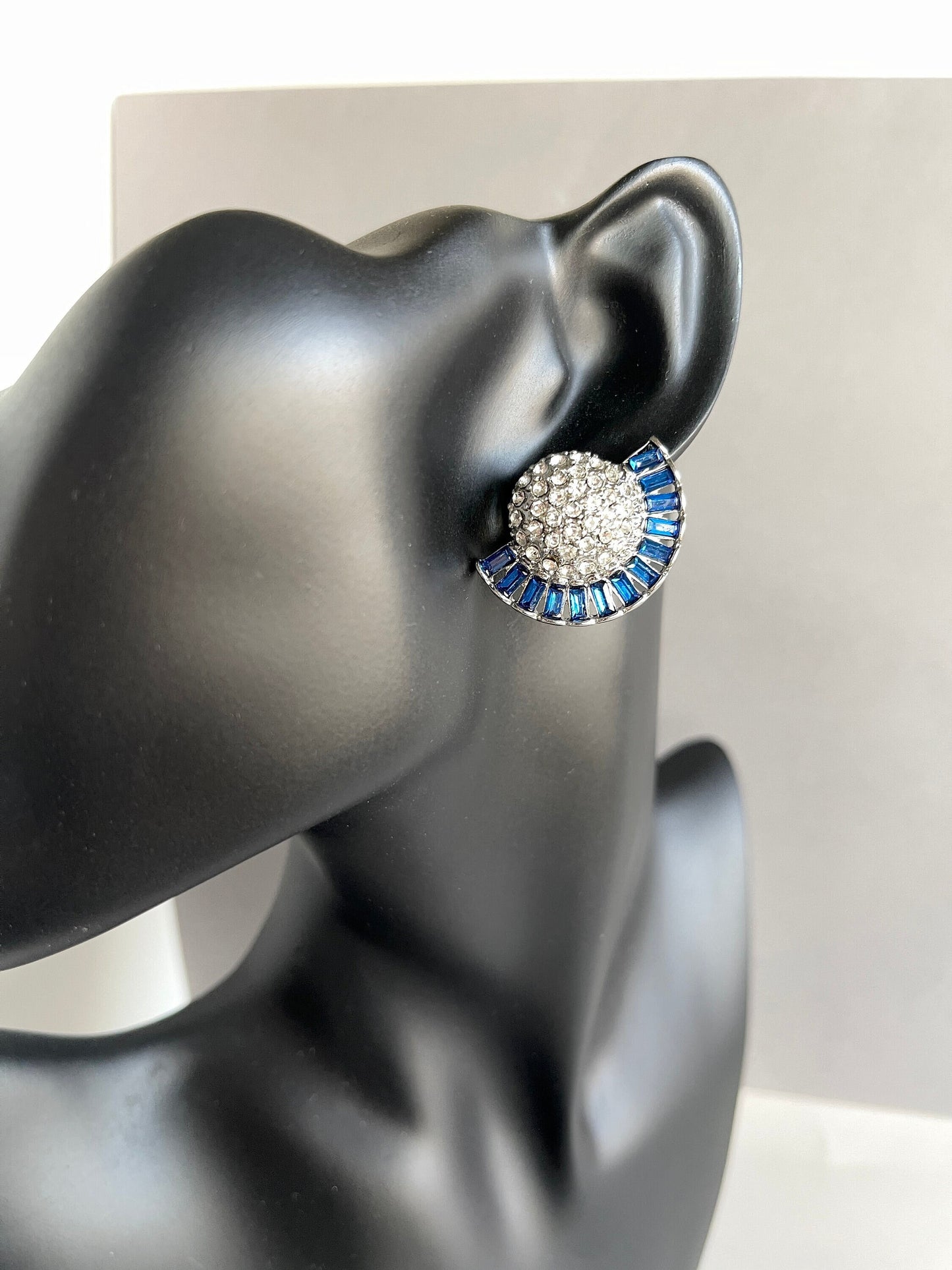 Blue Crystal Silver Earrings
