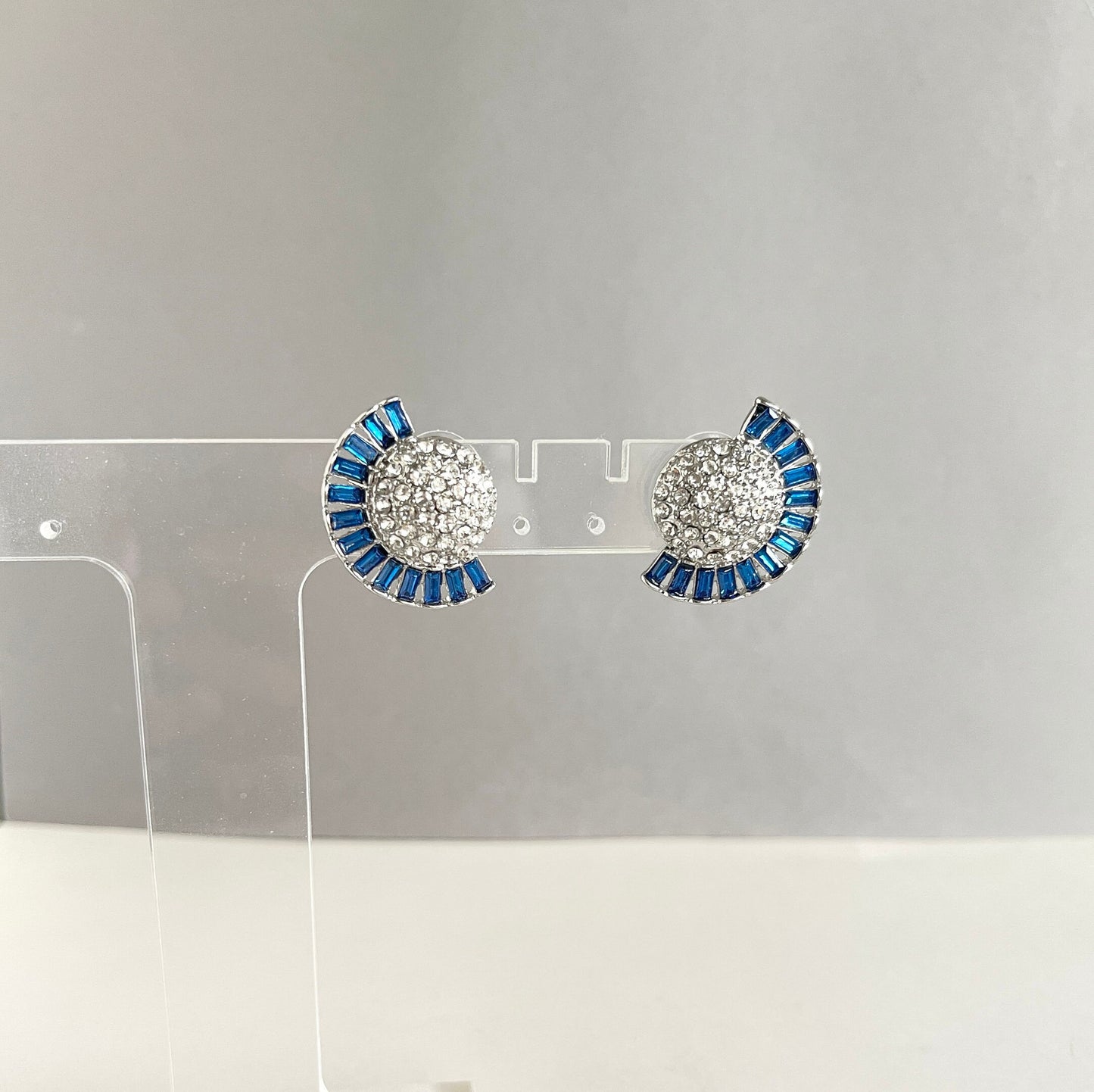 Blue Crystal Silver Earrings