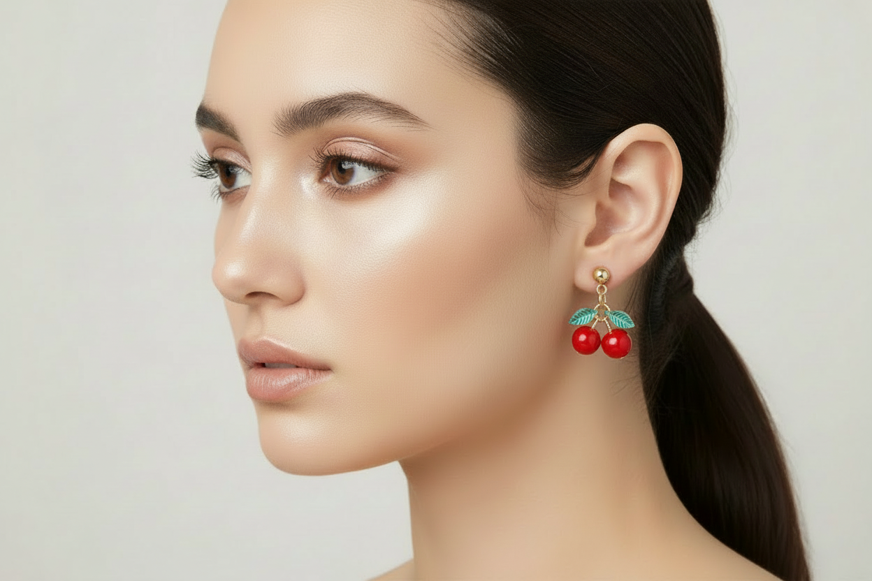 Red Cherry Earrings — Lightweight Everyday Jewelry — Gift For Her