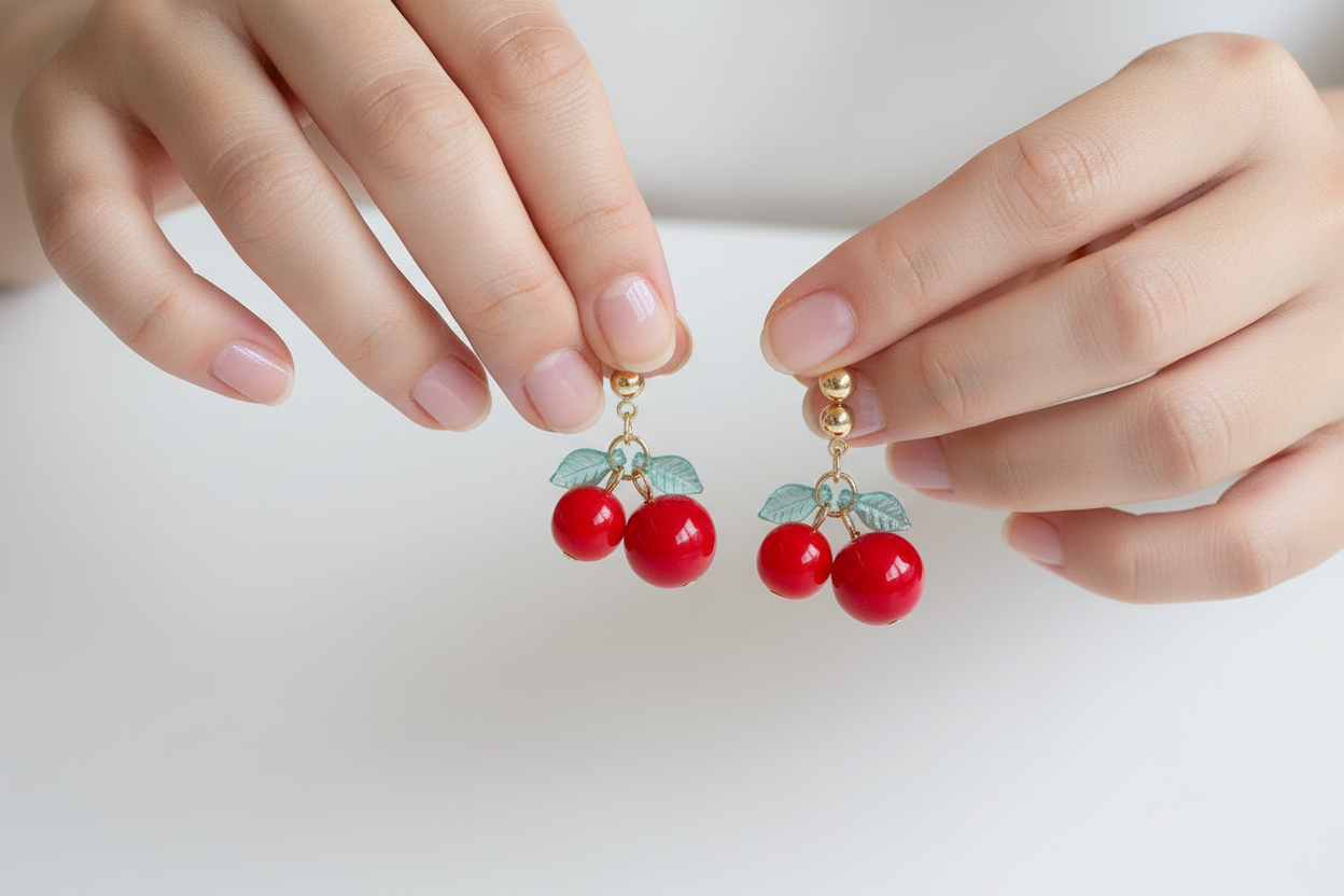 Red Cherry Earrings — Lightweight Everyday Jewelry — Gift For Her