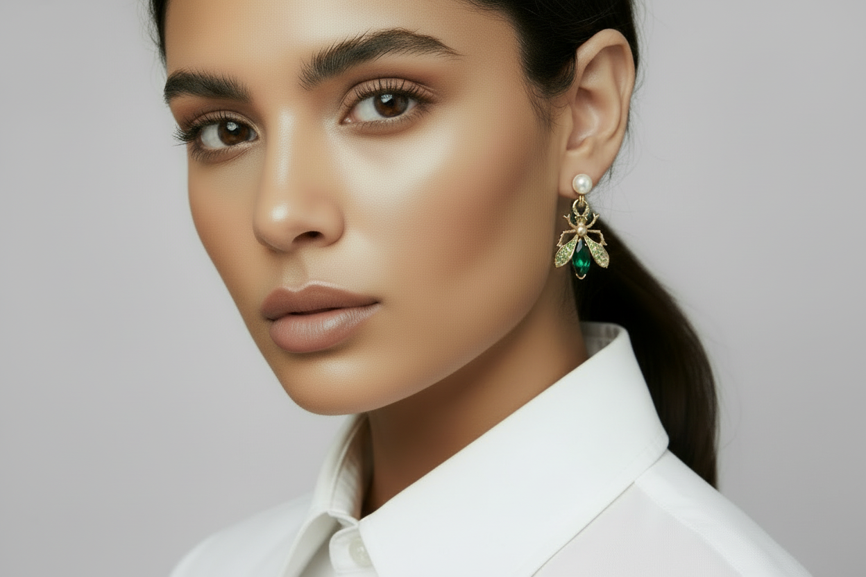 Emerald Green Insect Earrings