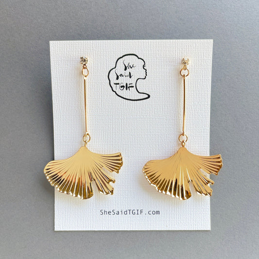 Gold Ginkgo Leaf Earrings