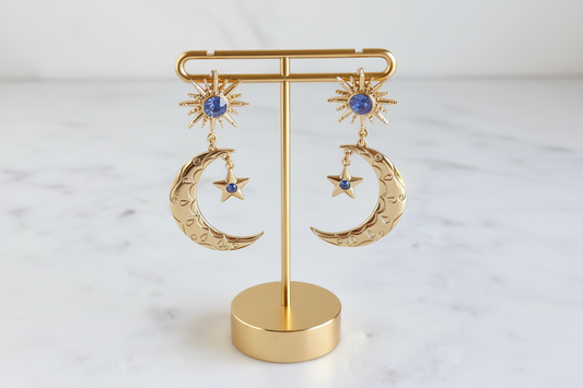 Crescent Moon Celestial Earrings.