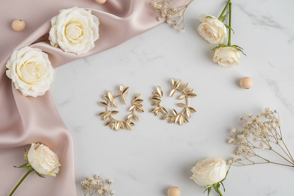 Gold Wreath Stud Earrings
