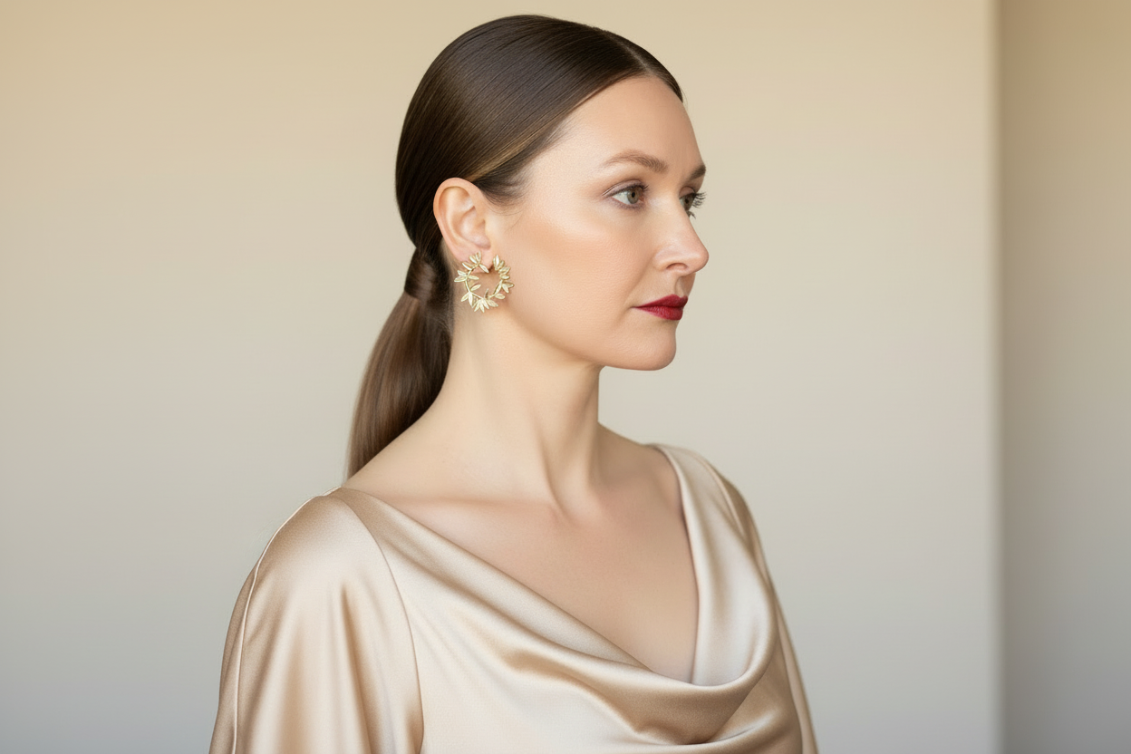 Gold Wreath Stud Earrings