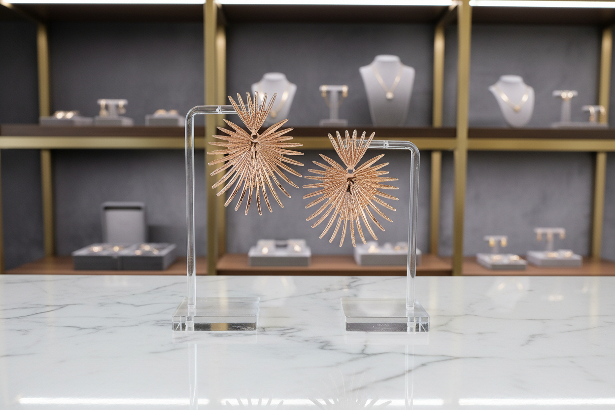 Rose Gold Star Statement Earrings