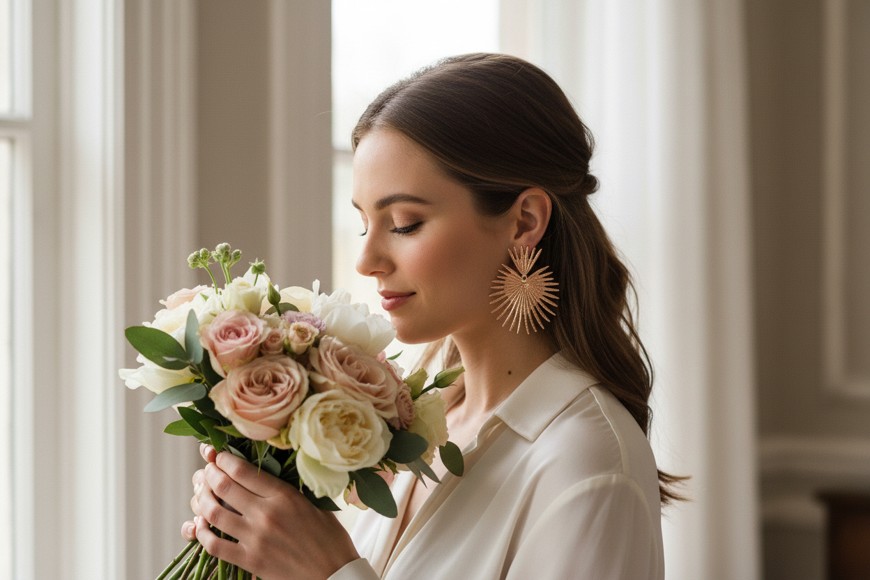 Rose Gold Star Statement Earrings