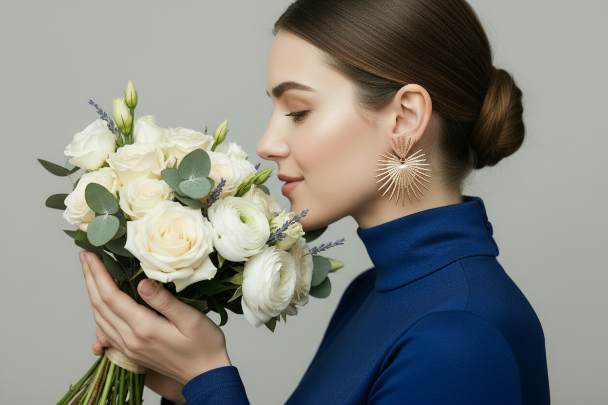 Rose Gold Star Statement Earrings