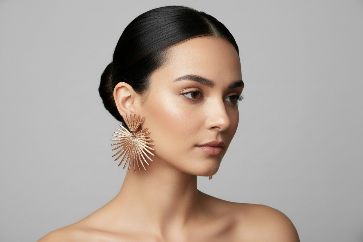 Rose Gold Star Statement Earrings