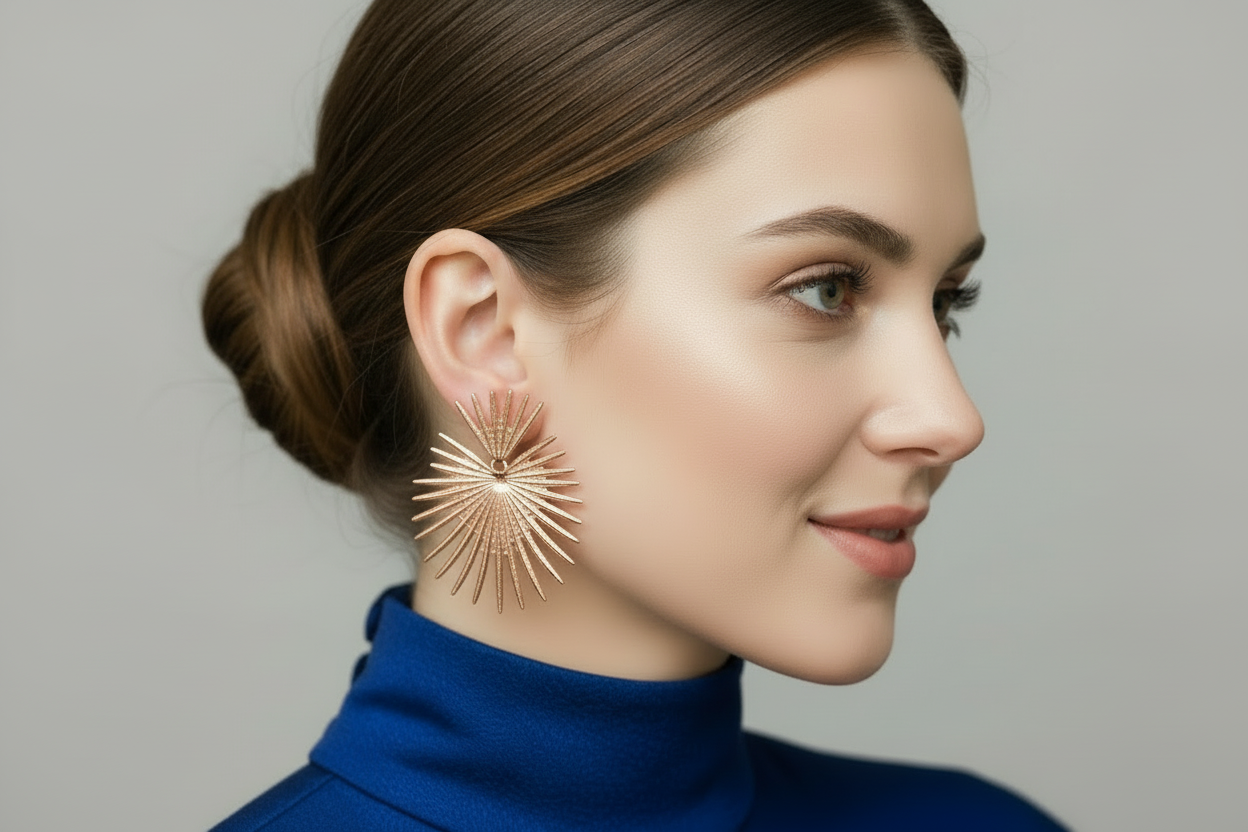 Rose Gold Star Statement Earrings