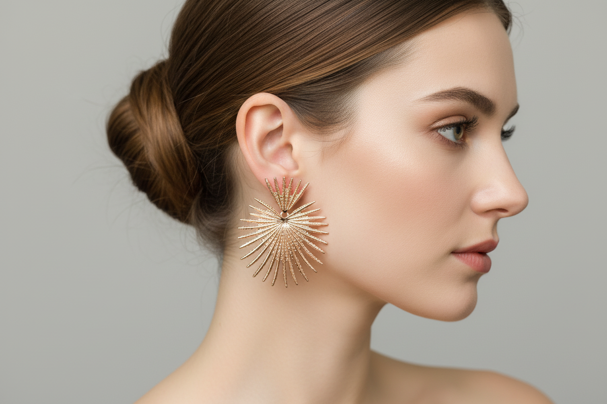 Rose Gold Star Statement Earrings