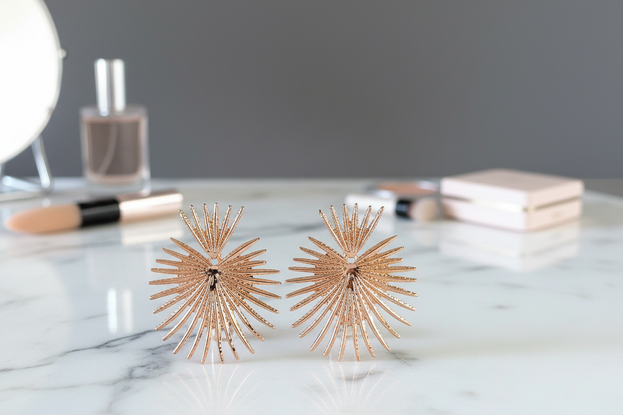 Rose Gold Star Statement Earrings