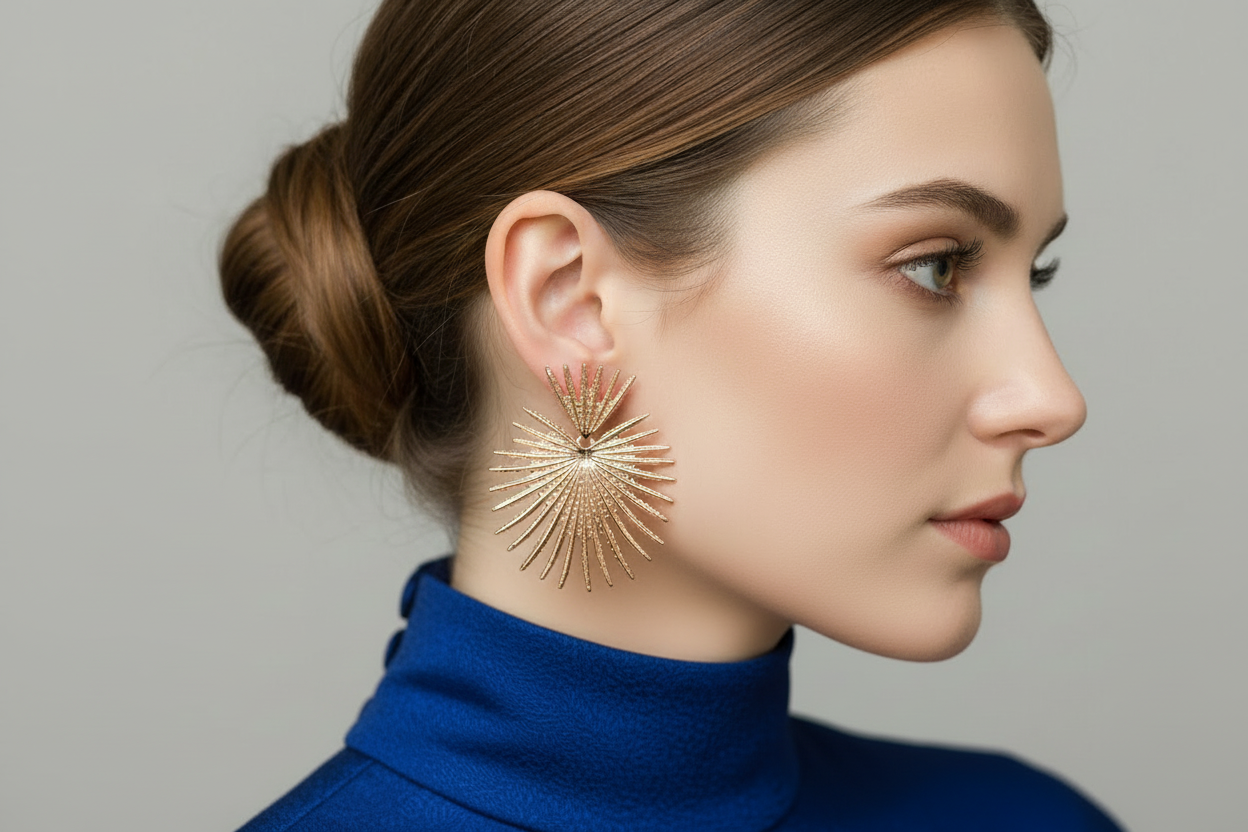 Rose Gold Star Statement Earrings