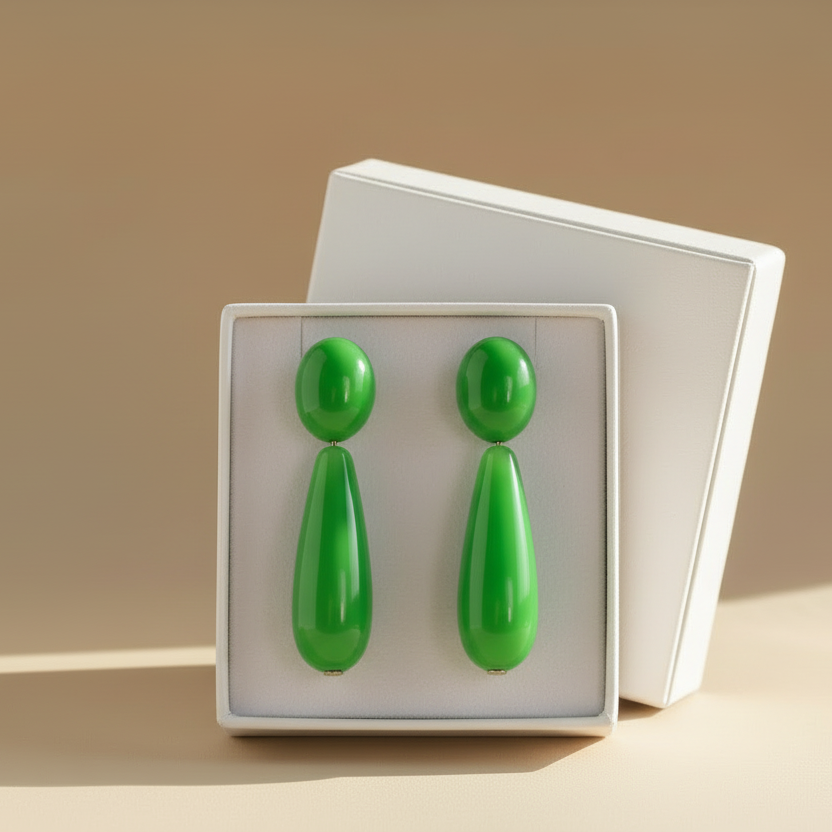 Jade Green Teardrop Earrings