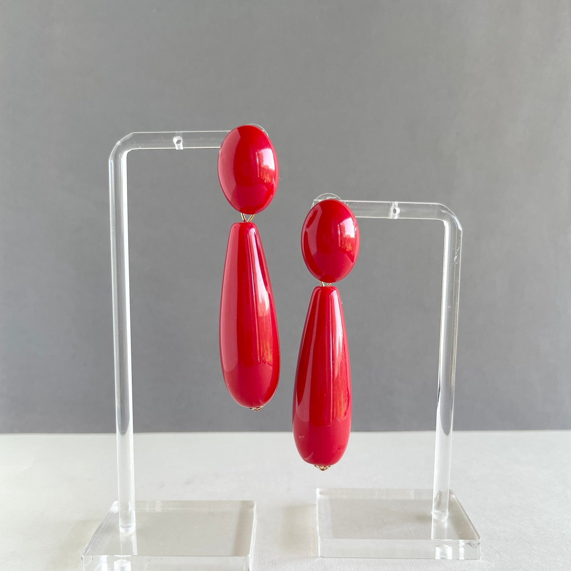 red teardrop earrings