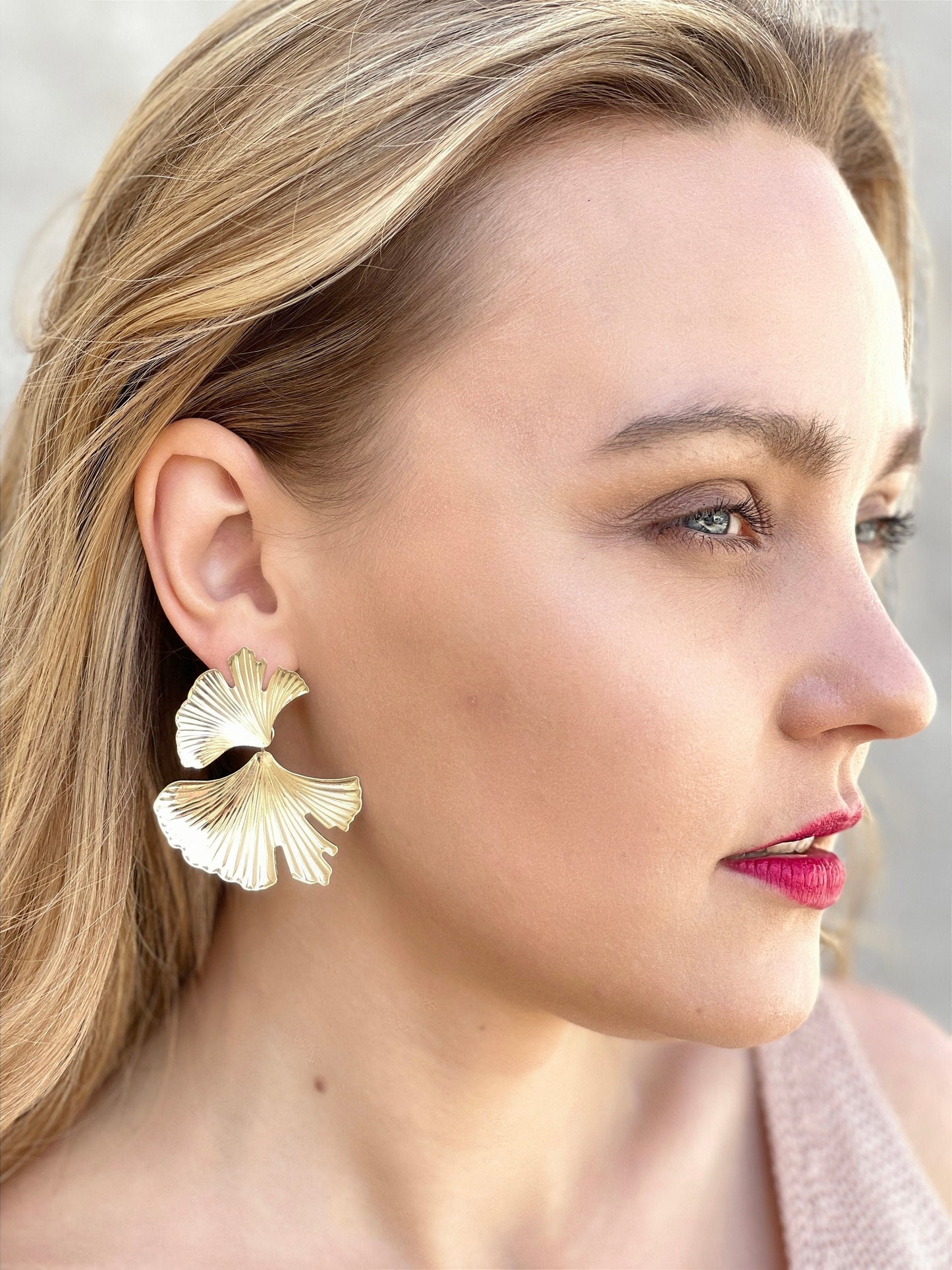 Ginkgo Leaf Gold Earrings