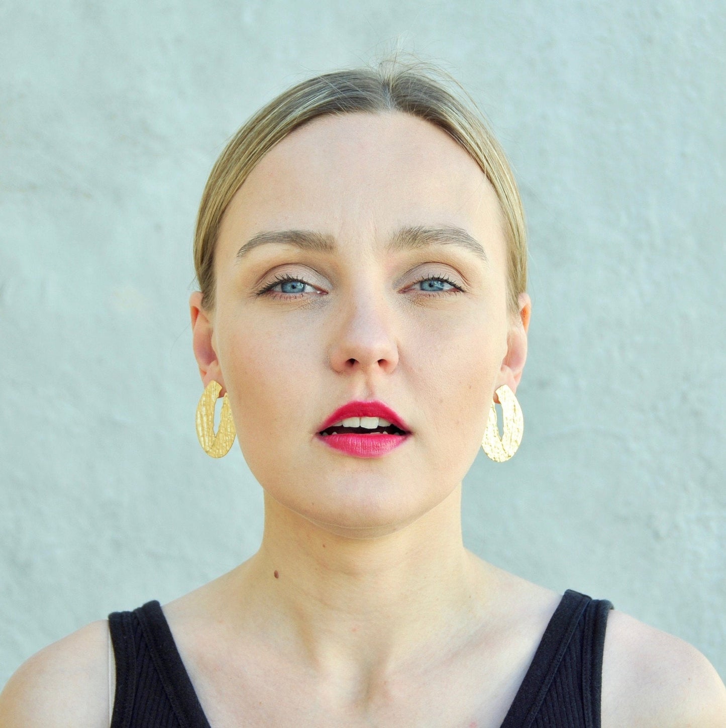 Hammered Gold Geometric Earrings