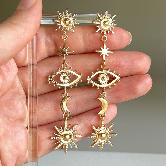Evil Eye Celestial Earrings