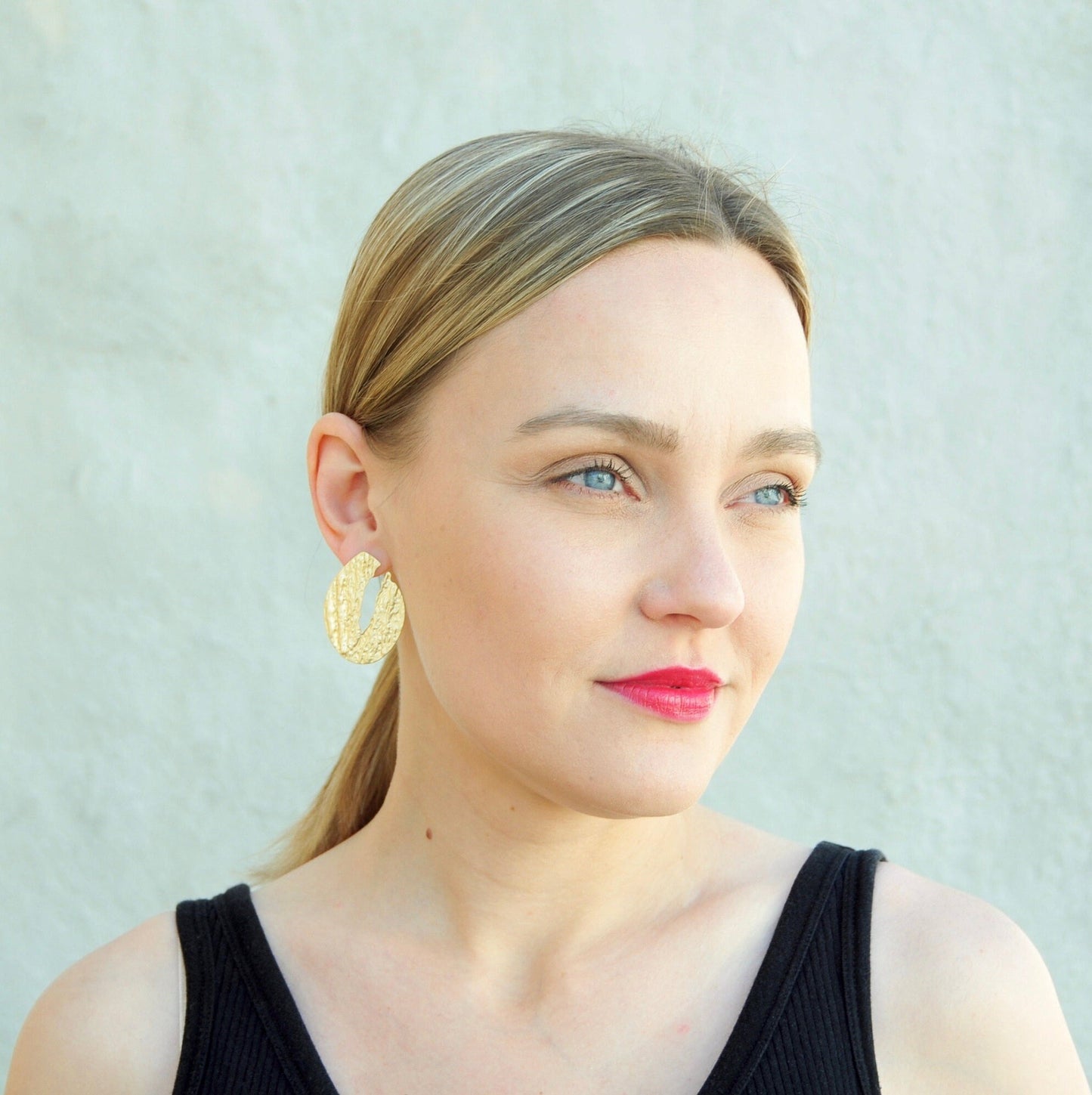 Hammered Gold Geometric Earrings