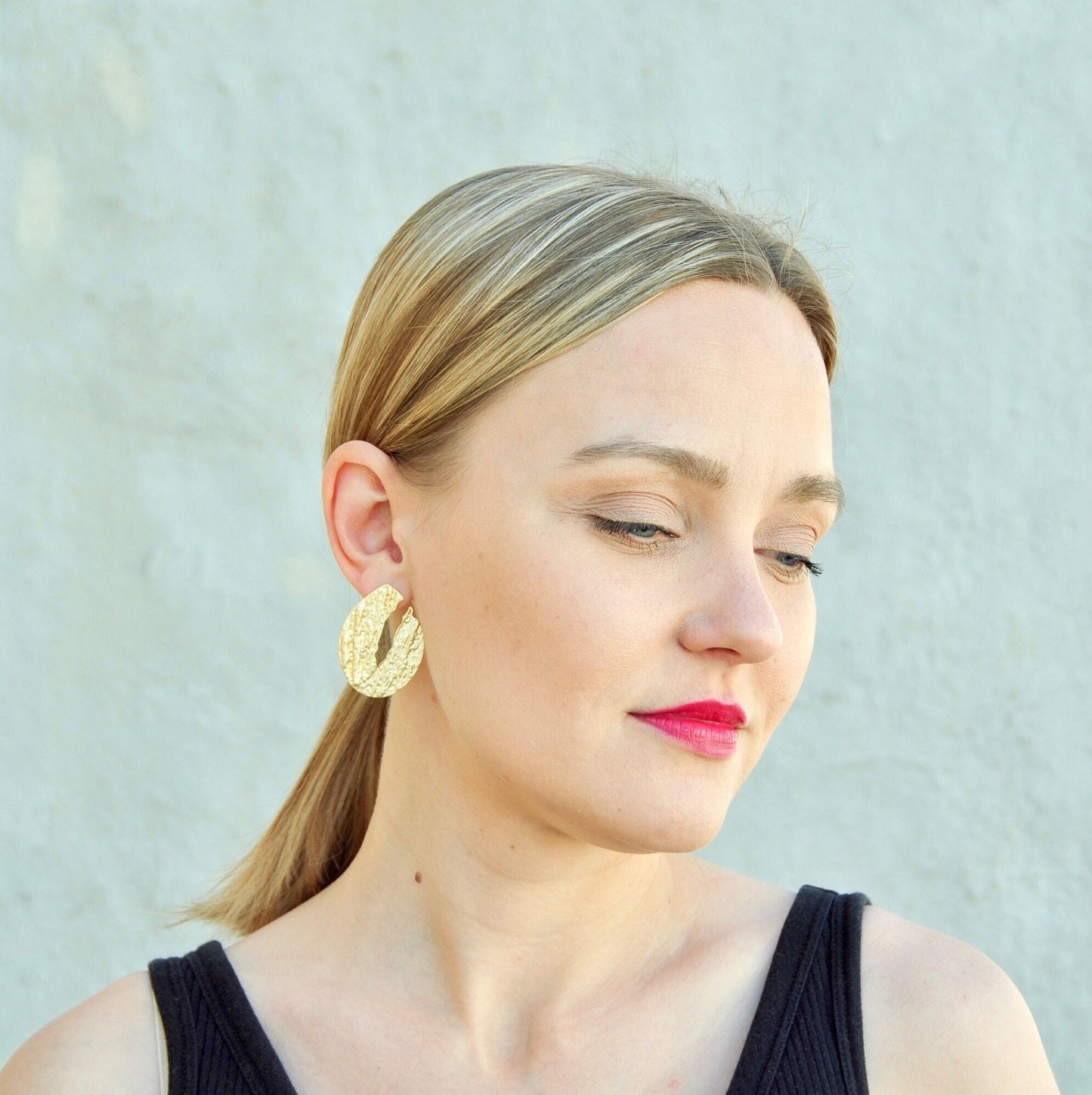 Hammered Gold Geometric Earrings