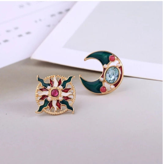 Crescent Moon And Star Earrings