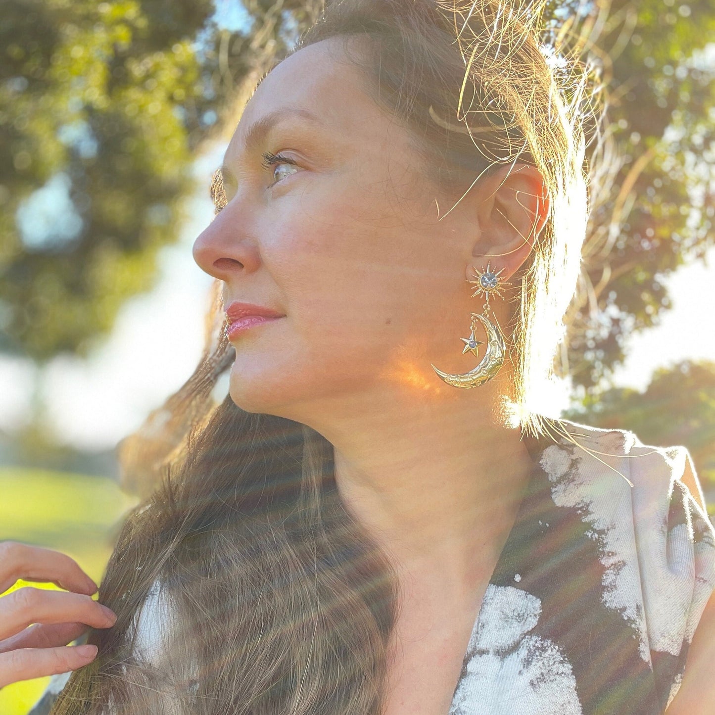 Crescent Moon Celestial Earrings.