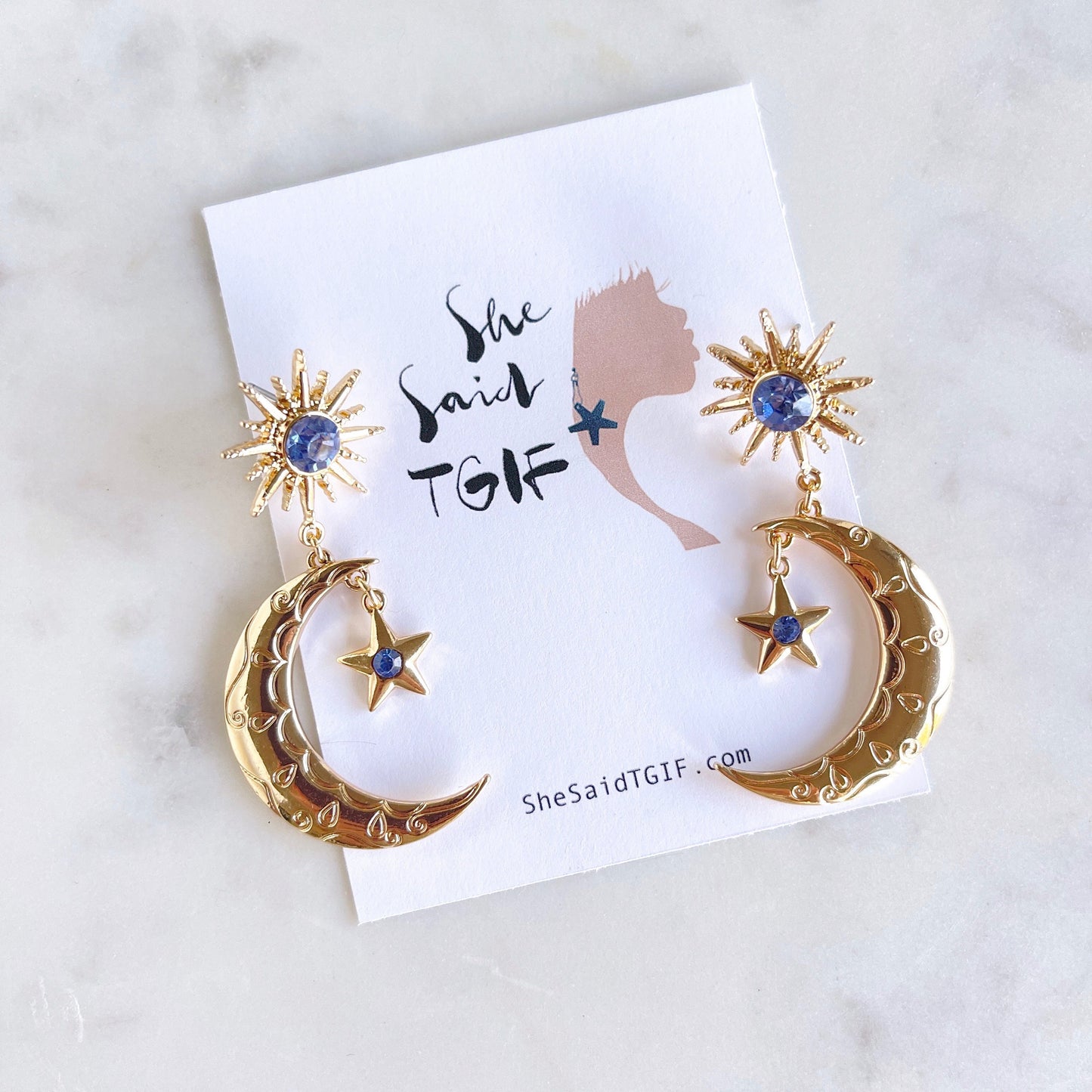 Crescent Moon Celestial Earrings.