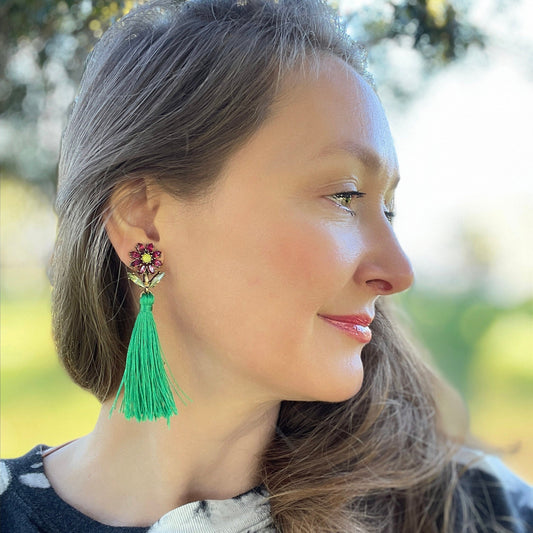 Flower Tassel Earrings