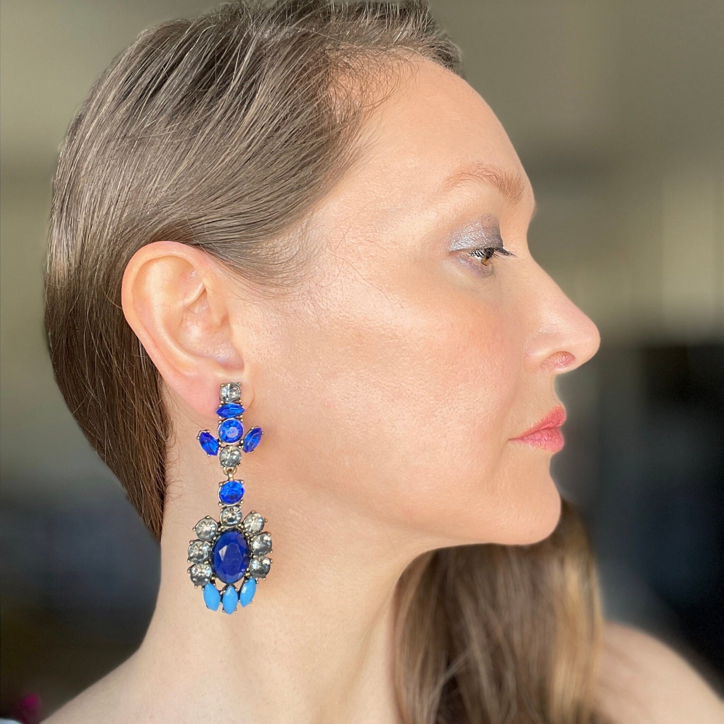 Electric Blue Gem Earrings