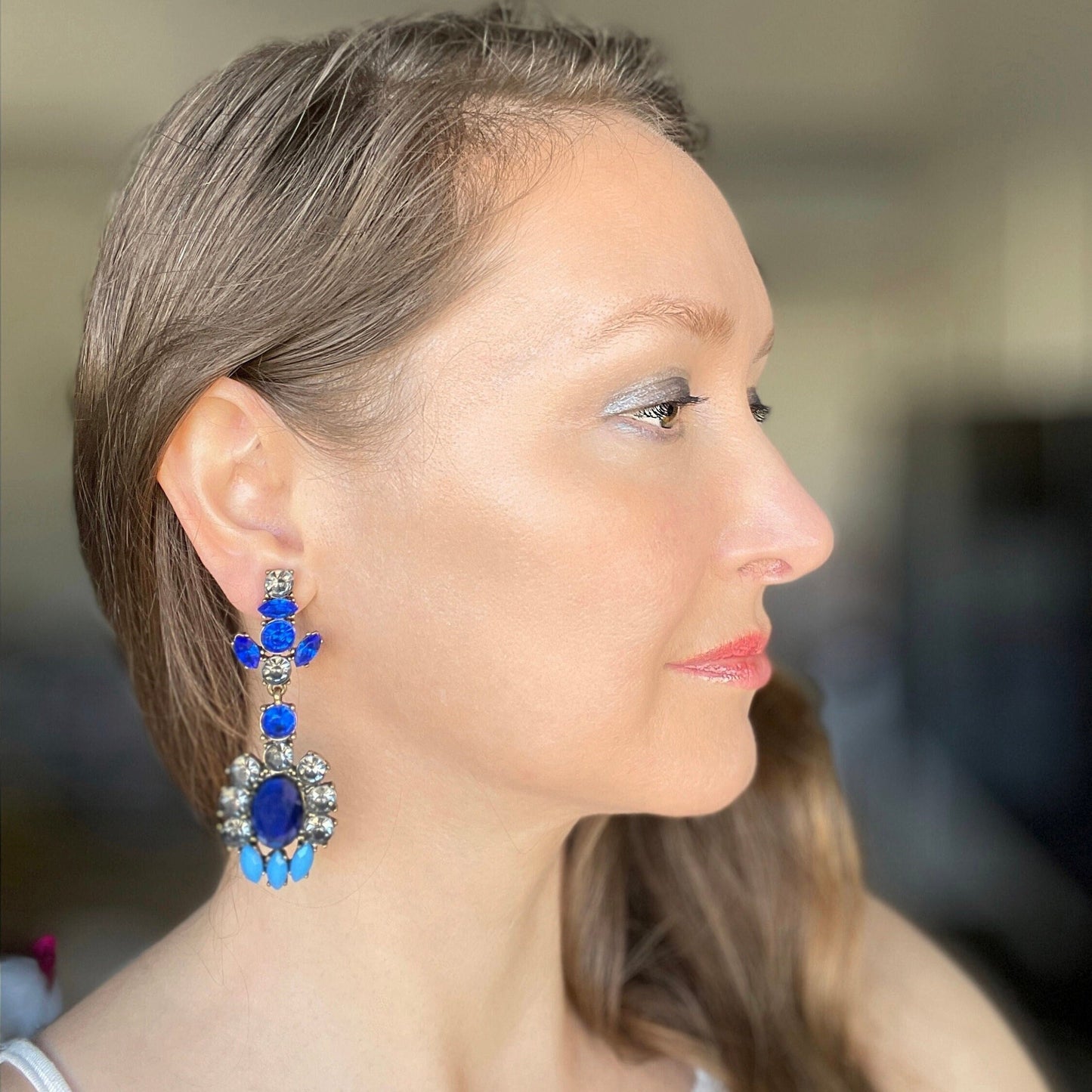 Electric Blue Gem Earrings