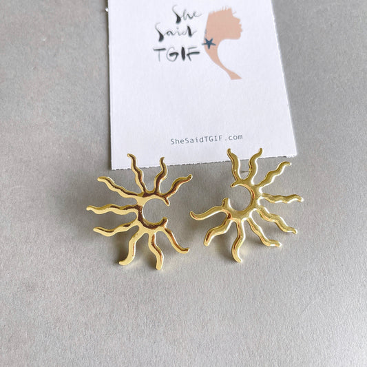 Gold Sun Earrings