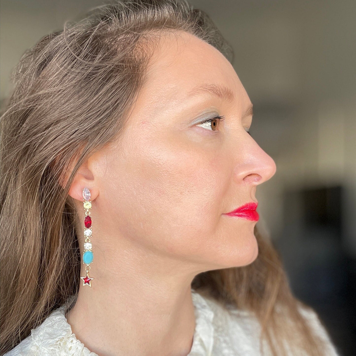 Colorful Gem Drop Earrings