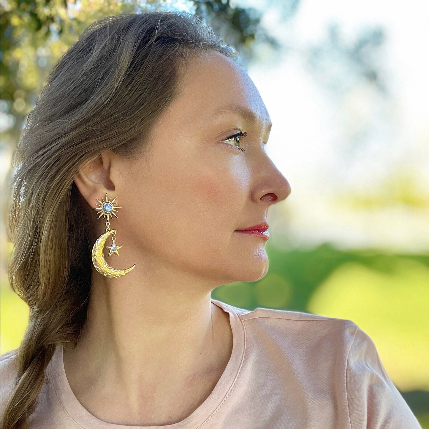 Crescent Moon Celestial Earrings.