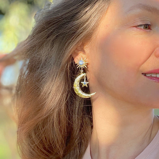 Crescent Moon Celestial Earrings.