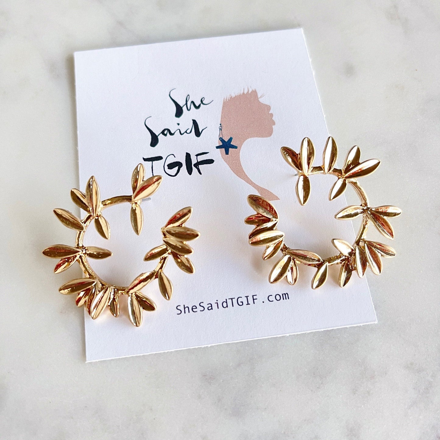 Gold Wreath Stud Earrings