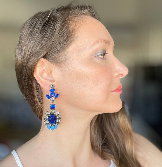 Electric Blue Gem Earrings