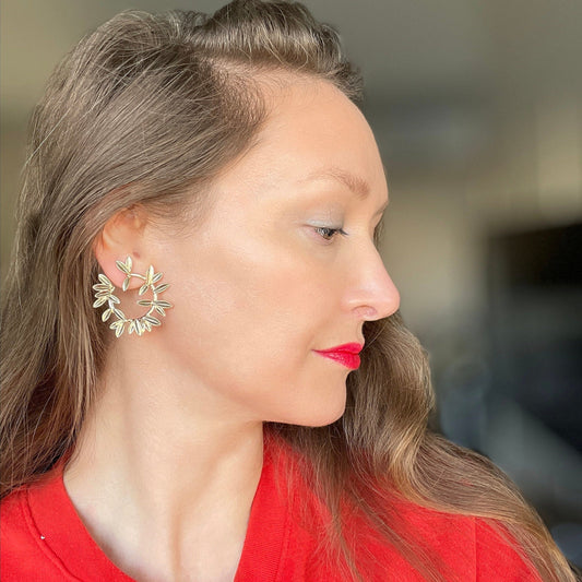 Gold Wreath Stud Earrings