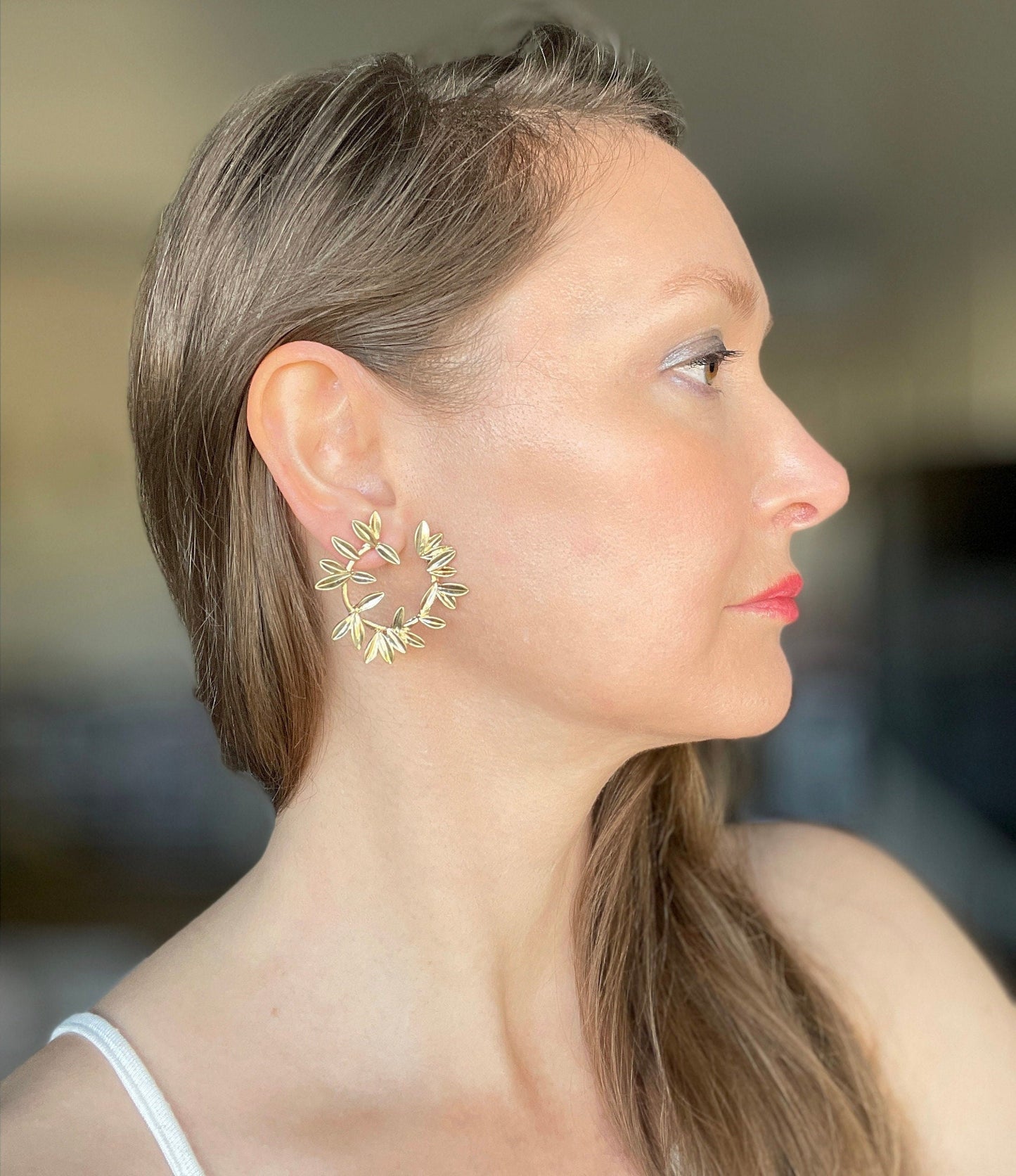 Gold Wreath Stud Earrings
