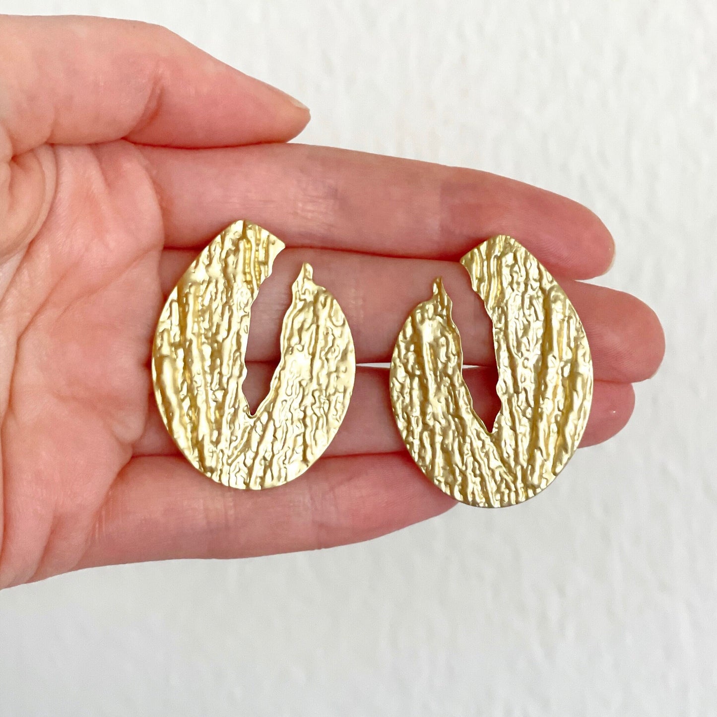 Hammered Gold Geometric Earrings